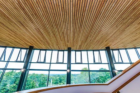 Linear wood ceiling for RNOH’s striking atrium