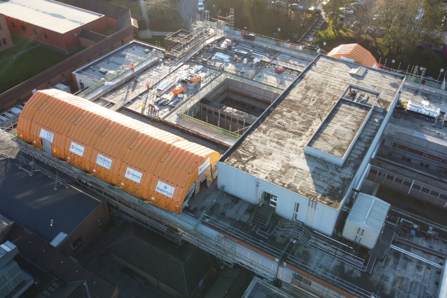 Inflatable roofing solution used at Bolton hospital
